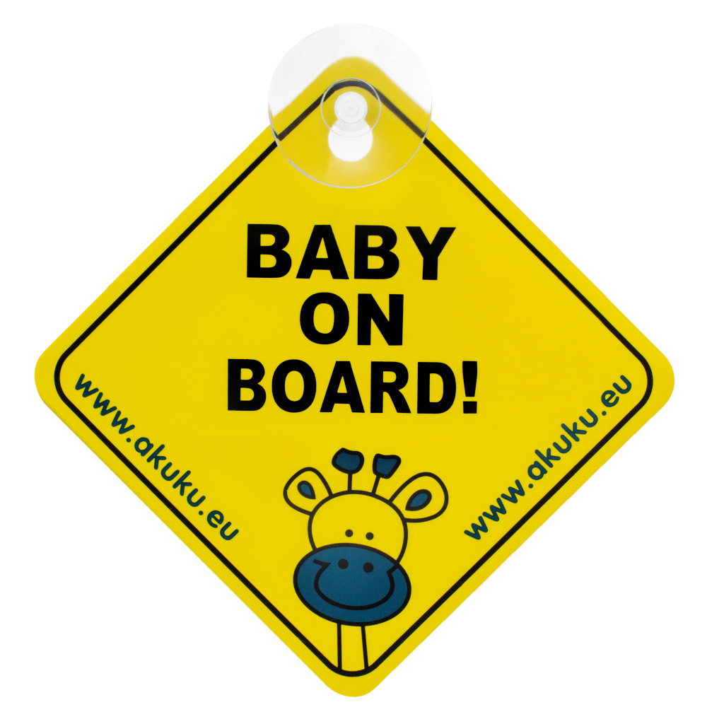 BABY ON BOARD car warning sign with suction cup A0645